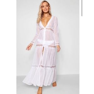 Bohemian White Lace Beach Dress, NWT